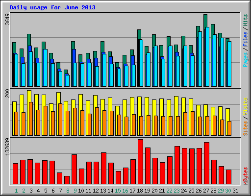 Daily usage for June 2013