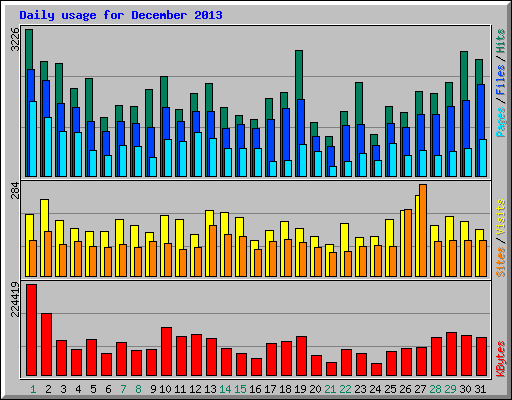 Daily usage for December 2013