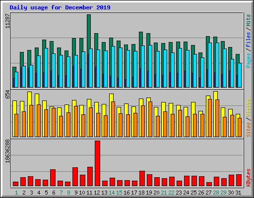 Daily usage for December 2019