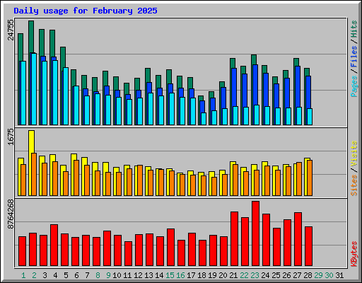 Daily usage for February 2025