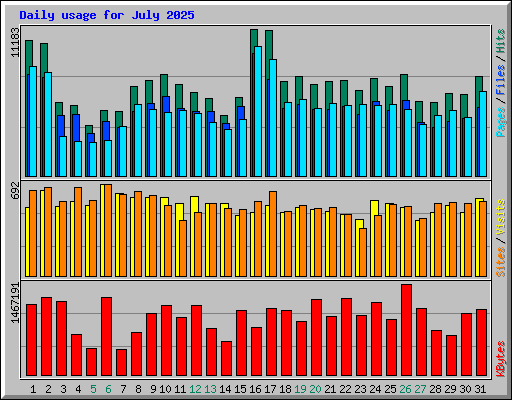 Daily usage for July 2025