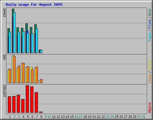 Daily usage for August 2025