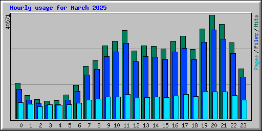 Hourly usage for March 2025